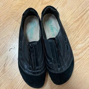 NAOT black suede & leather